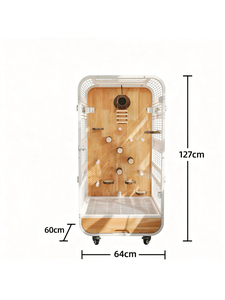 Grande <span class=keywords><strong>Cage</strong></span> à Oiseaux Moderne de Luxe avec Verre Transparent, Construction en Fer et Bois, Gain de Place, Montage Facile, Style Villa pour Perroquets - Product Image 5