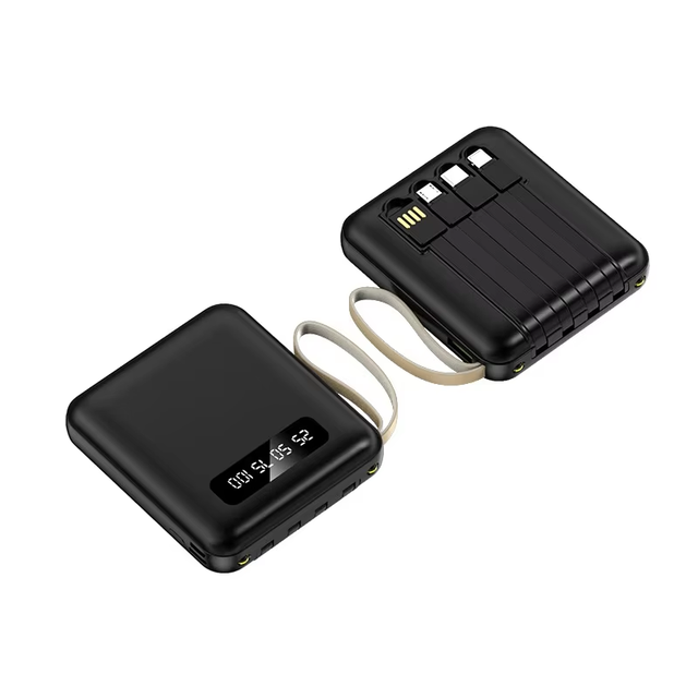 Portable Power Bank Charger Electronic 5000mAh 4 Built in Cables with LED Light Power Banks for Phone