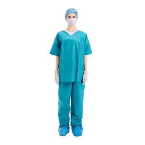 Medici monouso scrub tute protezione uniforme scrub suit set nuovo Design all'ingrosso monouso Non tessuto blu OEM - Product Image 3