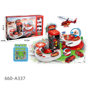 Set de garaje de estacionamiento con coches de aleación, helicóptero y mapa para niños, juguete de juego de roles - Product Image 3