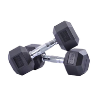 PINJIAN Haltères hexagonales enduites de caoutchouc faciles à utiliser pour le fitness des hommes en fonte solide