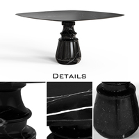 Table à manger carrée en marbre noir de style nordique de luxe avec base sculpturale pour une ambiance élégante à l'intérieur et à l'extérieur