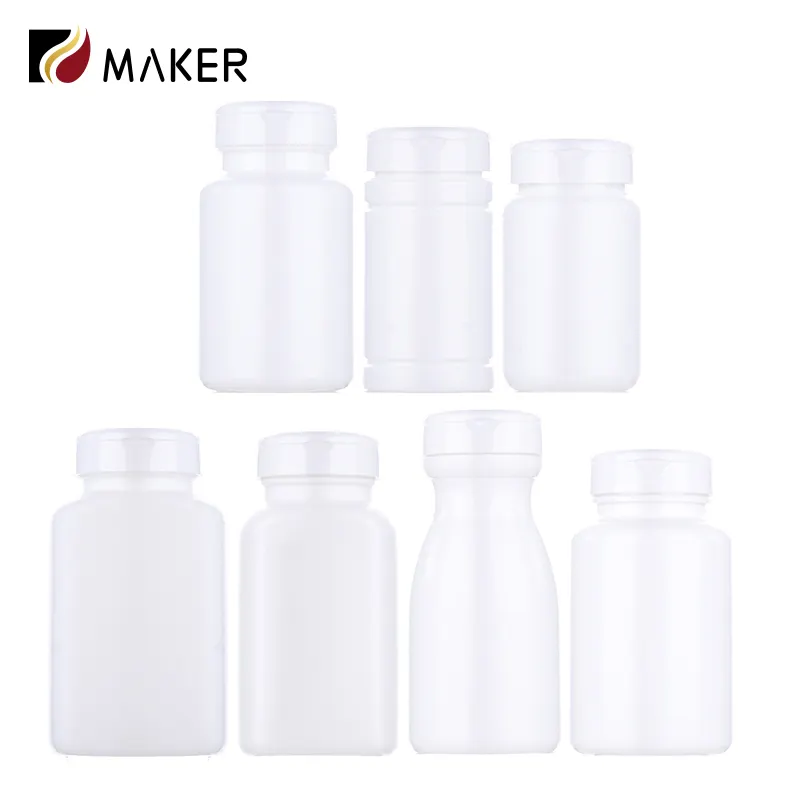 80ml 100ml 150ml boş beyaz ilaç plastik HDPE vitamini takviyesi hap kapsül ilaç şişesi ile çocuk emniyet kapağı