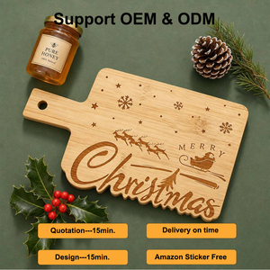 Vassoio Decorativo Natalizio con Tema Laser, Tagliere in Bambù per Feste e Decorazioni Domestiche, Ideale per il Giorno <span class=keywords><strong>di</strong></span> Natale - Product Image 1