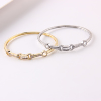 Faceins Haute Qualité Conception Personnalisée Plaqué Or Pavage Zircon Manchette Bracelet Bracelets Pour Cadeaux D'affaires