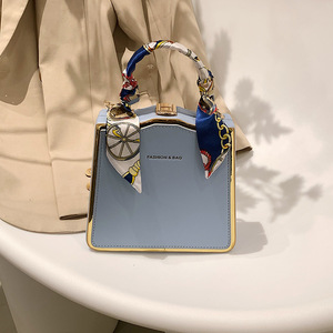 Cross-border Popular Women's New European American Texture Box Bucket Shoulder Messenger Bag Letter Design PU Lining Open <strong>Square</strong> - Product Image 1
