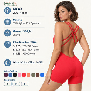 <span class=keywords><strong>Combinaison</strong></span> de yoga pour femme ODM, bretelles croisées au dos, <span class=keywords><strong>shorty</strong></span>, 9 couleurs, tailles variées, nylon et élasthanne, tenue de fitness et d'entraînement - Product Image 2