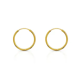 مجوهرات راقية موديل بسيط كبير للأقراط الذهبية 15 هوب 25 فضة إسترلينية