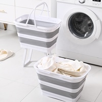 Panier à linge pliable avec pieds réglables en PP+TPR, imperméable, avec poignée, gain de place, style minimaliste, portable pour la maison