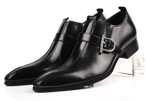 Business Casual Men's Thick Soled High <b>Heeled</b> Leather Shoes Loafers Shiny Leather Formal Wedding Men's Shoes - Product Image 2