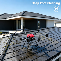 Drone de nettoyage de toitures inclinées de villas à six axes, à impact modéré haute pression, pour dépôts de mousse et décapage de carreaux