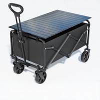 Table de voyage pliable en acier respirant et écologique à quatre roues tout-terrain, réglable, avec plateau en maille, pour le shopping et les déplacements, OEM Tinry