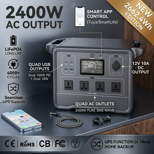Centrale Électrique Portable 2400W LiFePO4 avec MPPT, Application Intelligente, Onduleur et Générateur Solaire à Onde Sinusoïdale Pure pour la Maison et les Activités Extérieures - Product Image 1