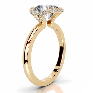 Exquisite Halbe Lünette Einstellung Pure Solid Gold 2CT VVS Moissan ite Diamant Halo Ring Fancy Cut <span class=keywords><strong>Multi</strong></span> Form Verlobung sring