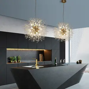 Modern Ball Crystal Starburst Led G9 Dandelion Hanging Lamp Atmosphere Creative Firefly Ceiling Lamp Indoor Spark Chandelier