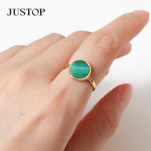 18K Gold Rose Gold Plated Stainless Steel Dainty <b>Ring</b> Beautiful Crystal Rhinestone Bezel Setting Trendy Women's Jewelry - Product Image 4