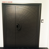 Puerta Pivotante Frontal de Madera Sólida y Aleación de Aluminio Moderna Personalizada con Diseño Insonorizado y de Seguridad para Hoteles y Dormitorios