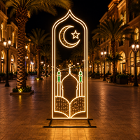 Lumière LED en forme de marque-page 2D, motif mosquée en croissant et livre ouvert, guirlande lumineuse LED, lumière décorative Ramadan, décoration de rue, IP65 CE RoHS