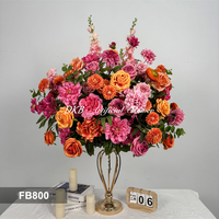 DKB Nouveauté Vente en gros Boule de fleurs artificielles réaliste rose vif et orange de 60 cm faite à la main pour la décoration de centre de table de mariage
