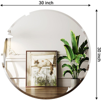 Vente en gros Miroir mural rond biseauté sans cadre pour salle de douche, maquillage, beauté, montage mural suspendu, chambre à coucher