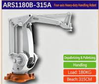 Robot de Paletización de Servicio Pesado de 4 Ejes ARS1180B-315A para Despaletización, Capacidad de Carga 180 kg, Alcance del Brazo 315 cm, 15-20