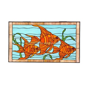 Panneau de fenêtre en verre teinté artisanal de style Tiffany, design poisson de style européen personnalisé, avec chaîne - Product Image 6