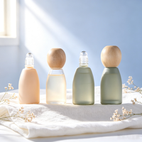 Flacons à bille en verre rechargeables haut de gamme 10ml 12ml, mignons, roses et verts, avec bouchon en bambou, pour huiles essentielles et déodorants