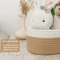 Ensemble de 5 paniers de rangement en coton, paniers tissés, paniers de rangement, panier tressé pour salle de bain, chambre d'enfant, table à langer