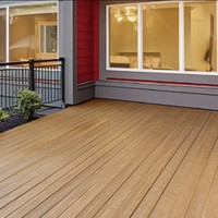 Plancher en WPC moderne et industriel, imperméable, finition grain de bois lisse, écologique, antidérapant, ignifuge, pour terrasses extérieures, gymnases et piscines