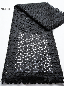 Tessuto in <span class=keywords><strong>pizzo</strong></span> guipure <span class=keywords><strong>nero</strong></span> africano Kalume 4688, solubile in acqua, con ricamo traforato, per Abaya, abito da donna musulmana - Product Image 5