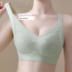 무선 플러스 사이즈 브라 큰 가슴 여성용 통기성 섹시 레이스 심리스 디자인 데일리 브라 - Product Image 1