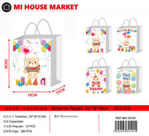Borsa regalo Mi House Market Bear 23x18x10 cm in carta colorata mista per feste e celebrazioni - Product Image 1
