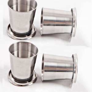Collapsible <strong>Cups</strong> with Lid and Keychain Stainless Steel Foldable Drinkware <strong>for</strong> Travel Outdoor Activities Home Use Camping <strong>Work</strong> - Product Image 4