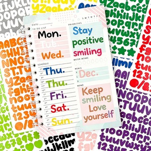 Pegatinas de Letras, Estilo Artístico Colorido, Impermeables, Tamaño Pequeño, Decoración Hecha a Mano para Diario, Pegatinas de Etiquetas con Letras en Inglés - Product Image 3