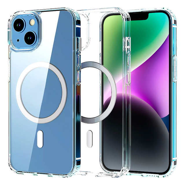 Us Warehouse Magnetic Mobile Phone Case for iPhone 16 Plus Clear Shell Support Wireless Charging Shockproof Mag Back Phone Cover
