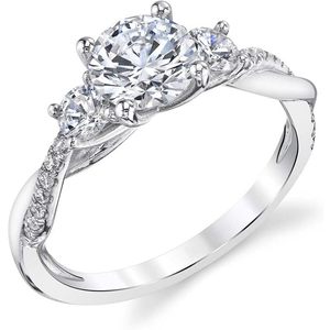แหวนหมั้นเพชรโมอิสซาไนต์ SGARIT ทองคำแท้ 14K น้ำหนัก 1.48 กะรัต ทรงกลมเจียระไนแบบบริลเลียนท์ ประดับเพชรแบบ Pave Setting เครื่องประดับสำหรับผู้หญิง - Product Image 1