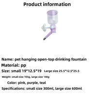Botol Minum Hewan Peliharaan Gantung Warna Pink, Stainless Steel, Nozzle Bola Berputar, Anti Bocor, Tinggi Dapat Disesuaikan, Dispenser Minum Otomatis