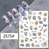 Décorations d'ongles style Halloween, autocollants d'ongles crâne d'horreur, autocollants 3D amusants citrouille et araignée pour nail art