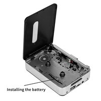 Lecteur de cassette stéréo portable bleu personnalisable, enregistrement sur bande, lecteur de musique USB avec prise casque 3,5 mm