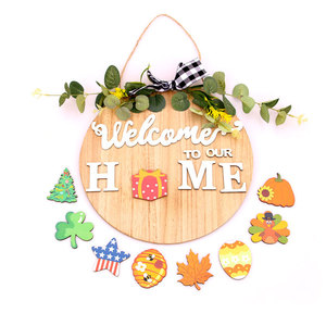 Lazos Decorativos DIY con Patrones Intercambiables: Letreros de Bienvenida de Madera, Adornos Colgantes para Puertas de Navidad y Halloween, y Coronas de Flores - Product Image 5