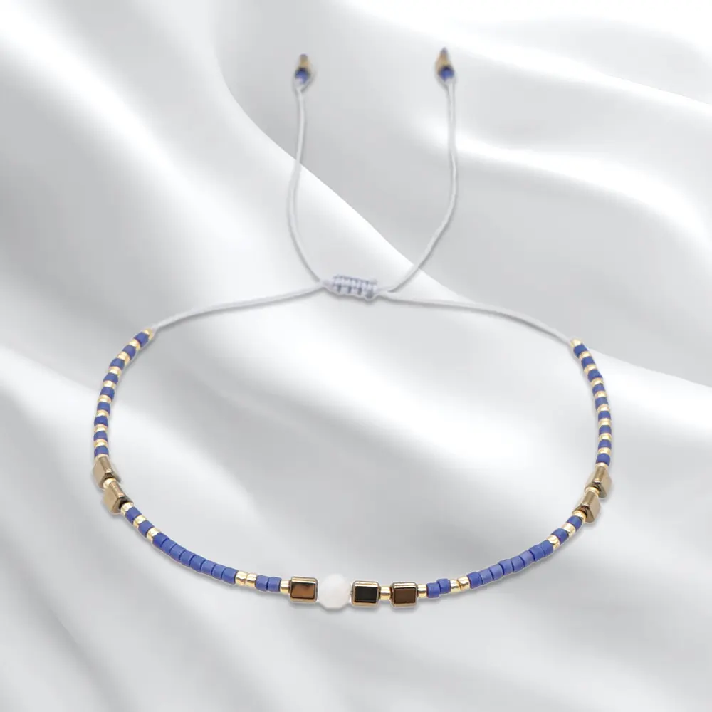 2023 Bestone New Colorful Cord Seed Beads Stone Bracelets Jewelry Adjustable Natural Stone Bracelet