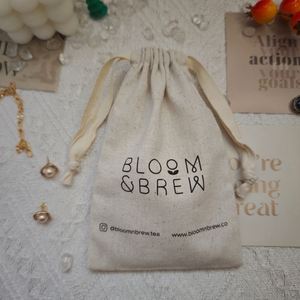 Bolsa de Almacenamiento de Anillos y Pendientes de Algodón Orgánico Personalizada, Bolsa con Cordón de Algodón y Lino Ecológico para Regalos al por Mayor - Product Image 3