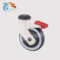Roulettes universelles médicales européennes en mousse TPR de 125 mm/5 pouces, pivotantes avec frein, blanches, capacité de charge 80-100 kg, directement des fabricants