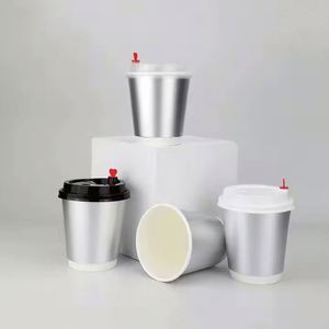 Gobelet en papier à double paroi de 90 mm, 12 oz, avec couvercle, imprimé avec un logo personnalisé, pour café à emporter et boissons chaudes, vin - Product Image 2