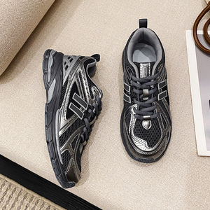 Zapatillas Deportivas <span class=keywords><strong>Xiao</strong></span> Lent Retro con Cordones, Malla Plateada Líquida, Transpirables, con Suela Gruesa de Goma, para Hombre y Mujer, Tendencia de Moda - Product Image 6