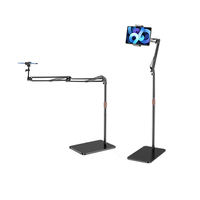 Support portable flexible en acier au carbone pour téléphone et tablette avec hauteur réglable et pince à bras long pour fixation au sol