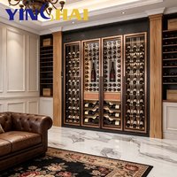 YINGHAI Armoire à vin à double zone à température constante en acier inoxydable noir avec éclairage LED pour salon, villa, hôtel, bar, restaurant