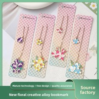 Nuevo Marcador de Libros Creativo Hecho a Mano con Colgante de Flor, Clip Metálico Colorido para Páginas, Material de Papelería para Lectura y Estudio