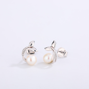 Elegant S925 <b>Silver</b> Freshwater Pearl <b>Stud</b> Earrings Zircon Smile Leaf Jewelry for Women Wedding Bridal Anniversary Gift - Product Image 4