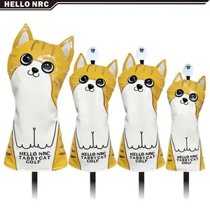 Driver Fairway madera headcovers híbrido PU cuero gato animal lindo Golf Club headcovers